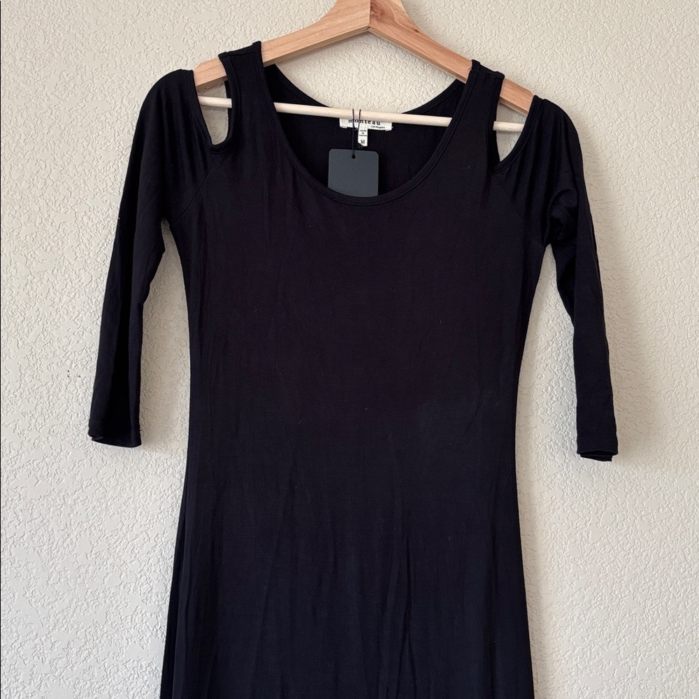Monteau Black Cold Shoulder Maxi Dress- NWT - Picture 2 of 4